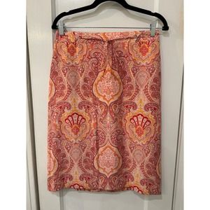 Banana Republic Victorian paisley print silk skirt size 4 vintage spring silk